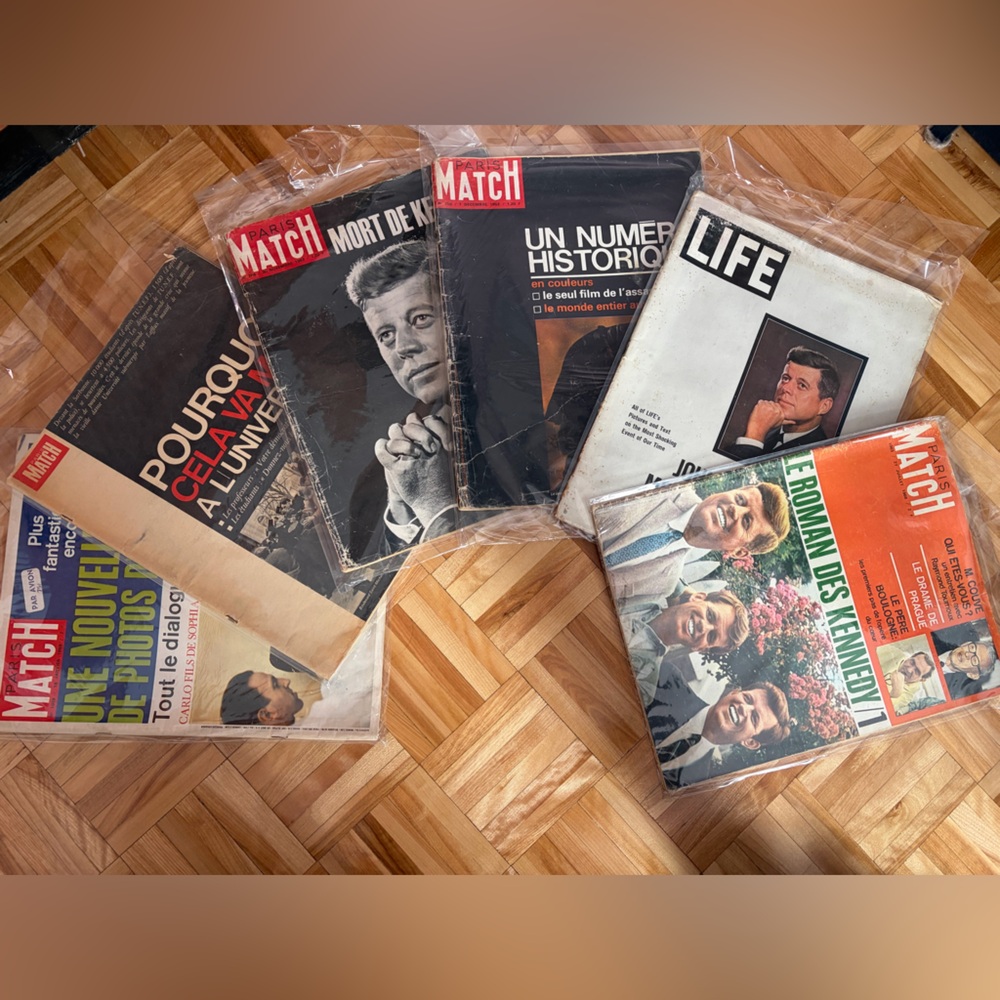 Vintage Paris Match & LIFE Magazines JFK Kennedy History Lot Apollo 8 60s retro